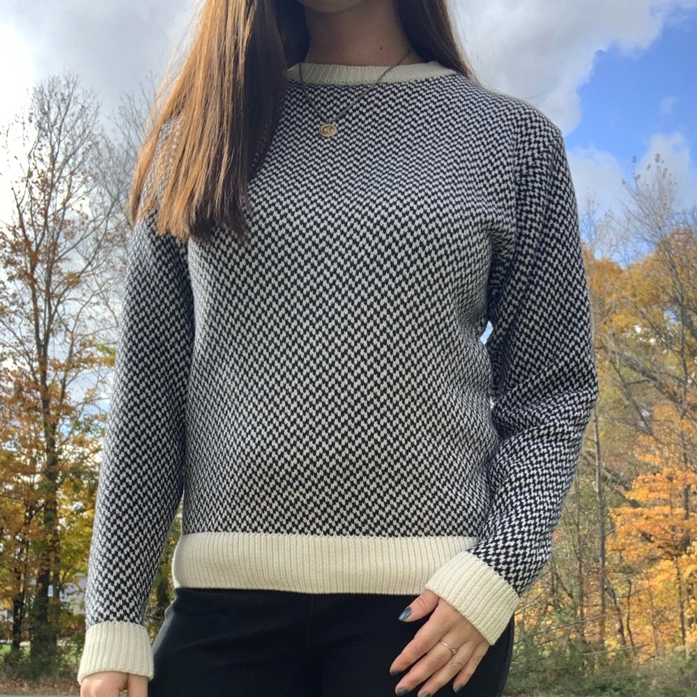 J Crew Navy and White Vintage Sweater